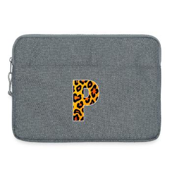 Leopard_Buchstabenmuster_-_P - Laptoptasche 15" - Grau meliert - Vorne