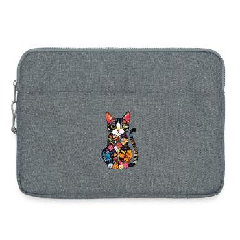 Blütenkatze Farbexplosion - Laptoptasche 15" - Grau meliert - Vorne