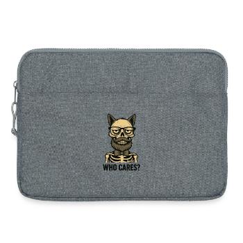 Homme chat-crâne avec barbe et lunettes - Sacoche pour ordinateur portable 15 pouces - gris chiné - Devant