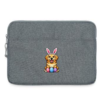 Golden Retriever Goldie Ostern Hasenohren - Laptoptasche 15" - Grau meliert - Vorne