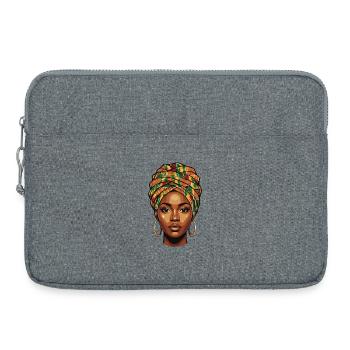 Portrait africain de la tête - Sacoche pour ordinateur portable 15 pouces - gris chiné - Devant