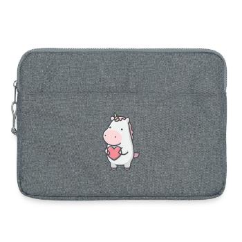 Licorne qui tient un cœur - Sacoche pour ordinateur portable 15 pouces - gris chiné - Devant