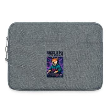 Shiba Inu DJ – Bass Is My Love Language - Laptoptasche 15" - Grau meliert - Vorne
