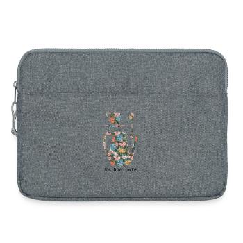 Un Bon Café Motif Retro Floral Vintage Grand Mère - Sacoche pour ordinateur portable 15 pouces - gris chiné - Devant
