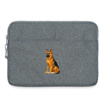 Deutscher Schäferhund in Low Poly - Laptoptasche 15" - Grau meliert - Vorne