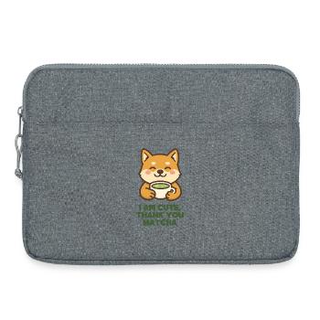Cute Matcha Shiba mit Tasse - Laptoptasche 15" - Grau meliert - Vorne