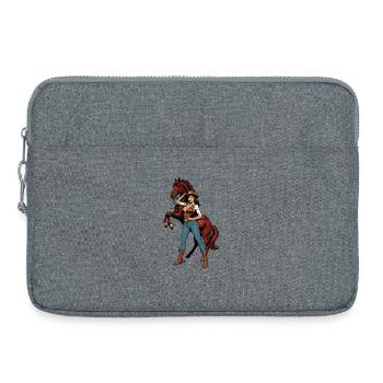 Cowboy-Frau und Red Horse - Laptoptasche 15" - Grau meliert - Vorne