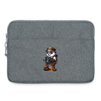 Drôle d’aventure de camping de randonnée Panda Explorer - Sacoche pour ordinateur portable 15 pouces - gris chiné - Devant