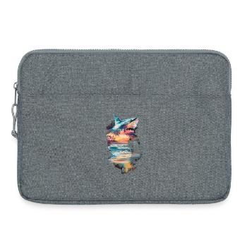 Shark, Sunset, Beach, Palm Trees, Sea, Nature - Laptop bag 15" - heather grey - Front