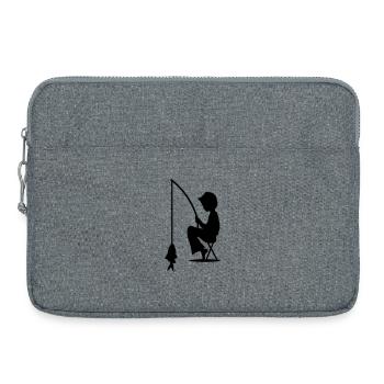 A boy fishes a big fish - Laptop bag 15" - heather grey - Front