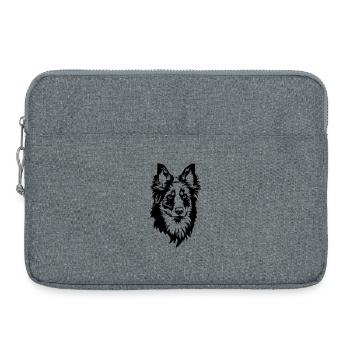 Tête de joue jaune (vieux chien de berger allemand) - Sacoche pour ordinateur portable 15 pouces - gris chiné - Devant