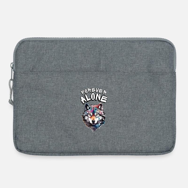Ein farbenfrohes Wolfsporträt mit einer Botschaft - Laptoptasche 15" - Grau meliert