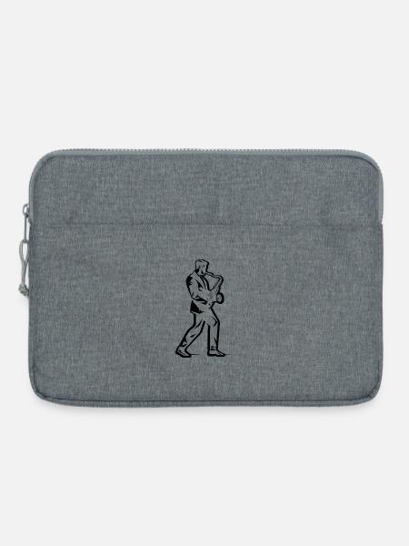 Saxophonist Zeichnung - Laptoptasche 15" - Grau meliert