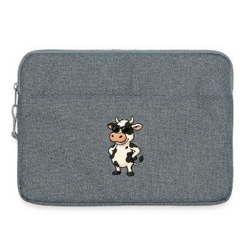 Cooler Kuh-Karikatur mit Sonnenbrille - Laptoptasche 15" - Grau meliert - Vorne