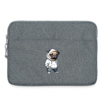 Pug Hoodie Stadtstyle - Laptoptasche 15" - Grau meliert - Vorne
