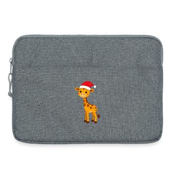 Giraffe mit Nikolausmütze passend zu Weihnachten - Laptoptasche 15" - Grau meliert - Vorne