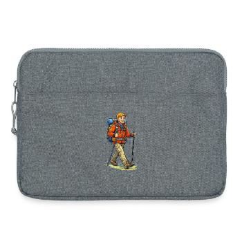 Adventurous hiker with backpack - Laptop bag 15" - heather grey - Front