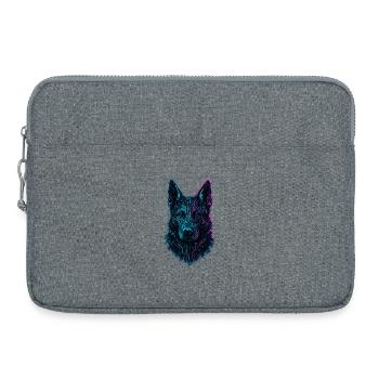 German Shepherd Cyber Tech Neon Design - Laptop bag 15" - heather grey - Front