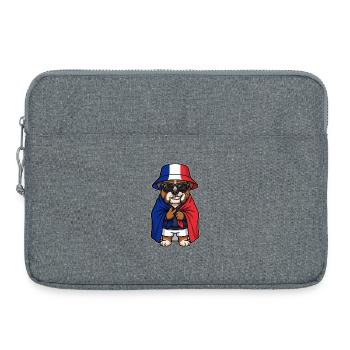 Frankreich Cartoon Hund Bulldogge Cool & Stylisch - Laptoptasche 15" - Grau meliert - Vorne