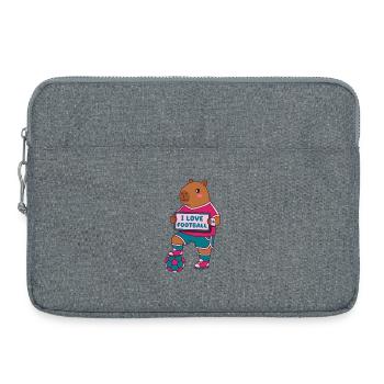 Football Capybara -  Tee Design -Soccer Fan Gift - Laptop bag 15" - heather grey - Front