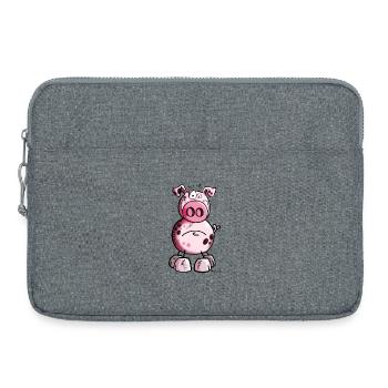 Lustiges Schwein - Laptoptasche 15" - Grau meliert - Vorne