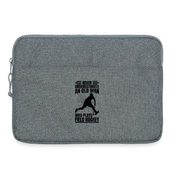 Vieil homme jouant au hockey sur gazon - Sacoche pour ordinateur portable 15 pouces - gris chiné - Devant