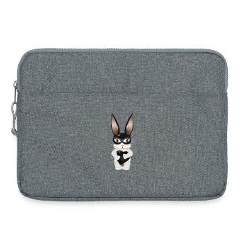cute white rabbit with mask and heart - Laptop bag 15" - heather grey - Front
