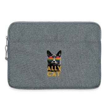 Hippie cat with sunglasses - Laptop bag 15" - heather grey - Front
