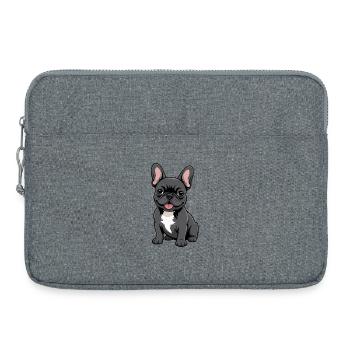 Französische Bulldogge - Laptoptasche 15" - Grau meliert - Vorne