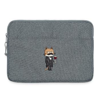 Mafia Cat with Wine | Funny cartoon illustration - Laptop bag 15" - heather grey - Front