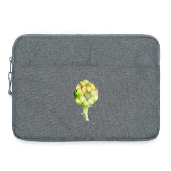 Artischocke in frischen Grüntönen als Gemüsemotiv - Laptoptasche 15" - Grau meliert - Vorne