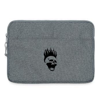 Crâne hurlant enflammé (noir) - Sacoche pour ordinateur portable 15 pouces - gris chiné - Devant