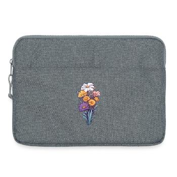 Niedliches Blumenmuster | Handgezeichnete Karikatur" - Laptoptasche 15" - Grau meliert - Vorne