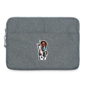 Mignon enfant chevauchant licorne - Sacoche pour ordinateur portable 15 pouces - gris chiné - Devant