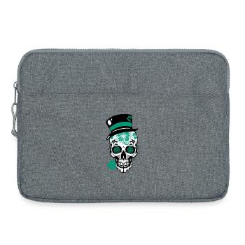 Sugar Skull Totenschädel St Patricks Day - Laptoptasche 15" - Grau meliert - Vorne