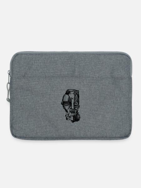 Eine Holzmaske - Laptoptasche 15" - Grau meliert