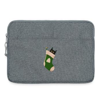 Katze in grünem Stiefel - Laptoptasche 15" - Grau meliert - Vorne