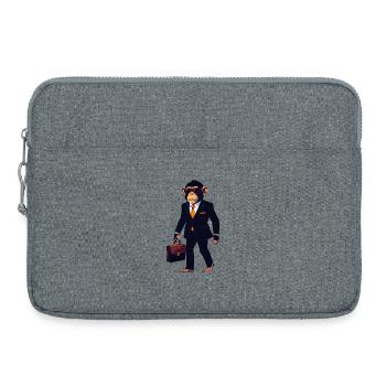 Affe im Anzug mit Koffer Büro Humor Manager Mortiv - Laptoptasche 15" - Grau meliert - Vorne