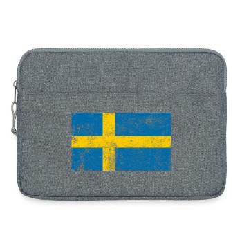 Schweden Flagge Fahne Grunge Retro Vintage - Laptoptasche 15" - Grau meliert - Vorne