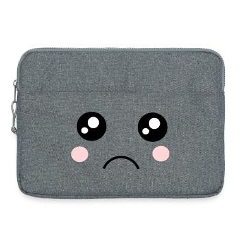 Kawaii, yeux, visage - Sacoche pour ordinateur portable 15 pouces - gris chiné - Devant