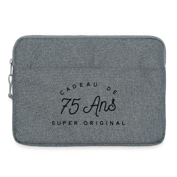 Cadeau 75 ans  - Sacoche pour ordinateur portable 15 pouces - gris chiné - Devant