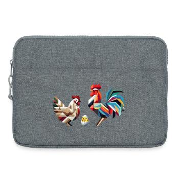 Coq, poule et poussin – Motif géométrique de Pâques - Sacoche pour ordinateur portable 15 pouces - gris chiné - Devant