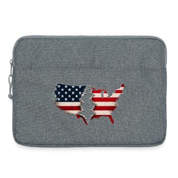 Drapeau américain de Broken Heart - Sacoche pour ordinateur portable 15 pouces - gris chiné - Devant