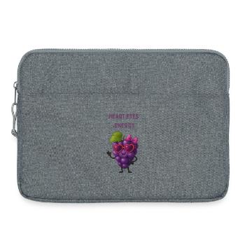 Grape Heart Eyes Energy Cute Cartoon - Laptop bag 15" - heather grey - Front