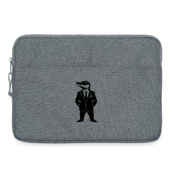 Krokodil im Anzug – Tier Design - Laptoptasche 15" - Grau meliert - Vorne