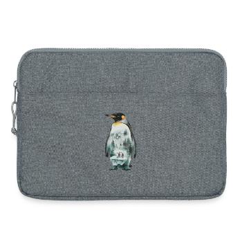 Penguin with landscape motif - Laptop bag 15" - heather grey - Front