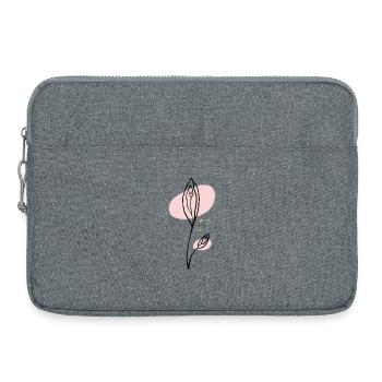 Pink Abstract Leaf Line Art - Laptop bag 15" - heather grey - Front