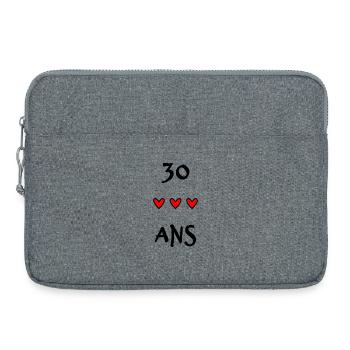 30. 30 ANS. 30e ANNIVERSAIRE. ANNIVERSAIRE 30 ANS. - Sacoche pour ordinateur portable 15 pouces - gris chiné - Devant