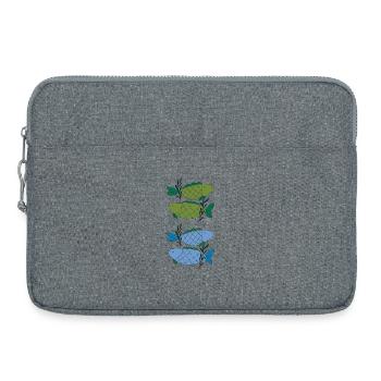 Fischmuster in zarten Farbverläufen - Laptoptasche 15" - Grau meliert - Vorne