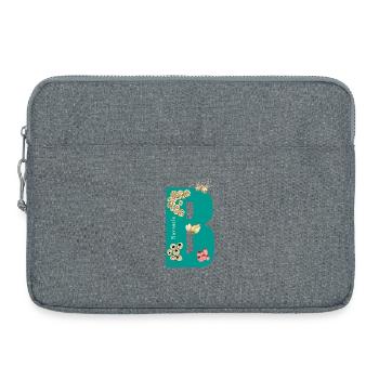 Lettre B avec éléments naturels Bleu Vert - Sacoche pour ordinateur portable 15 pouces - gris chiné - Devant
